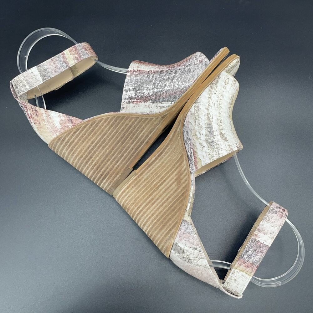 New Vince Camuto Deedriana Womens 8.5M Leather Taupe Multi Vintage Marble Wedges - Picture 7 of 11